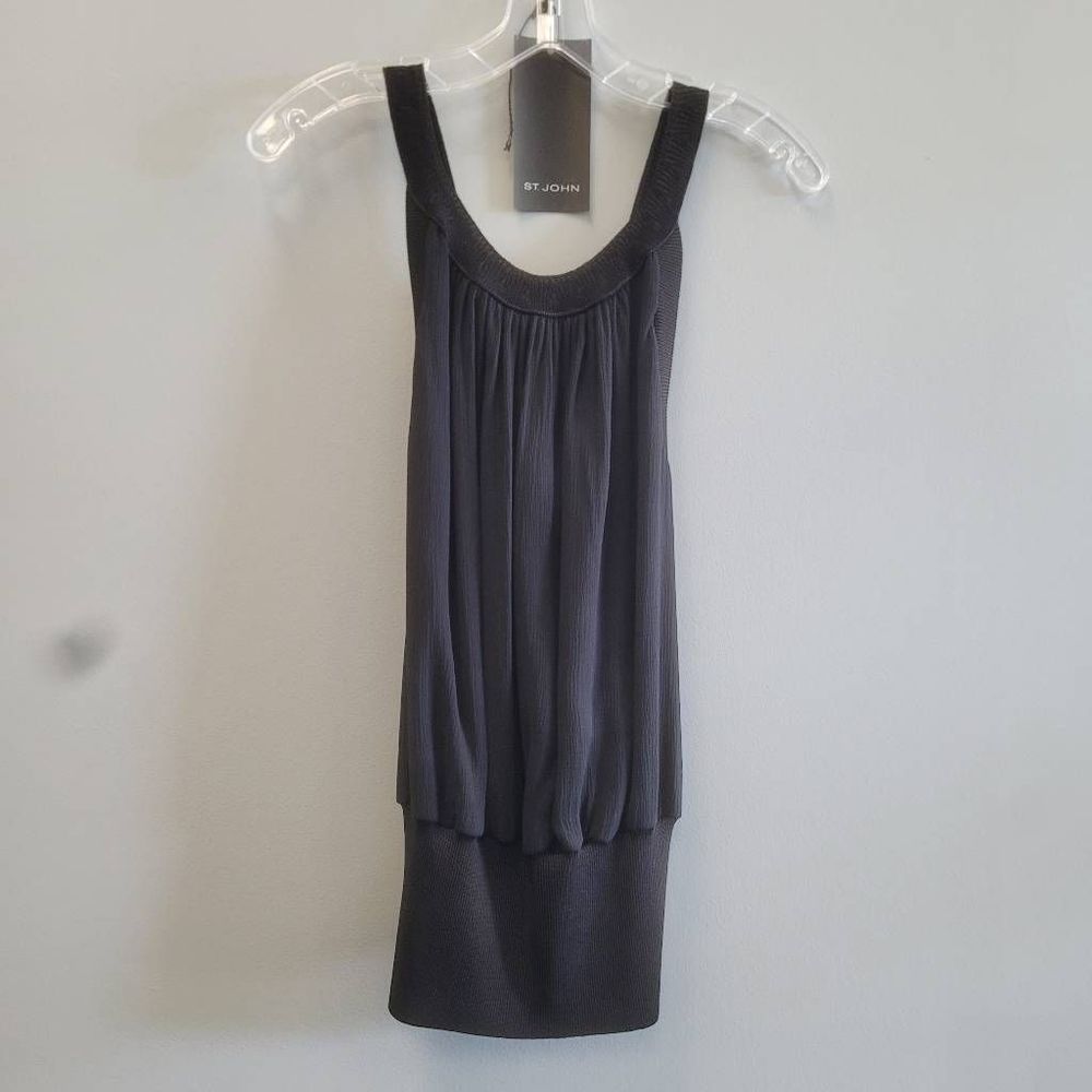 St. John Black Shell strap silk blouse wSmall
